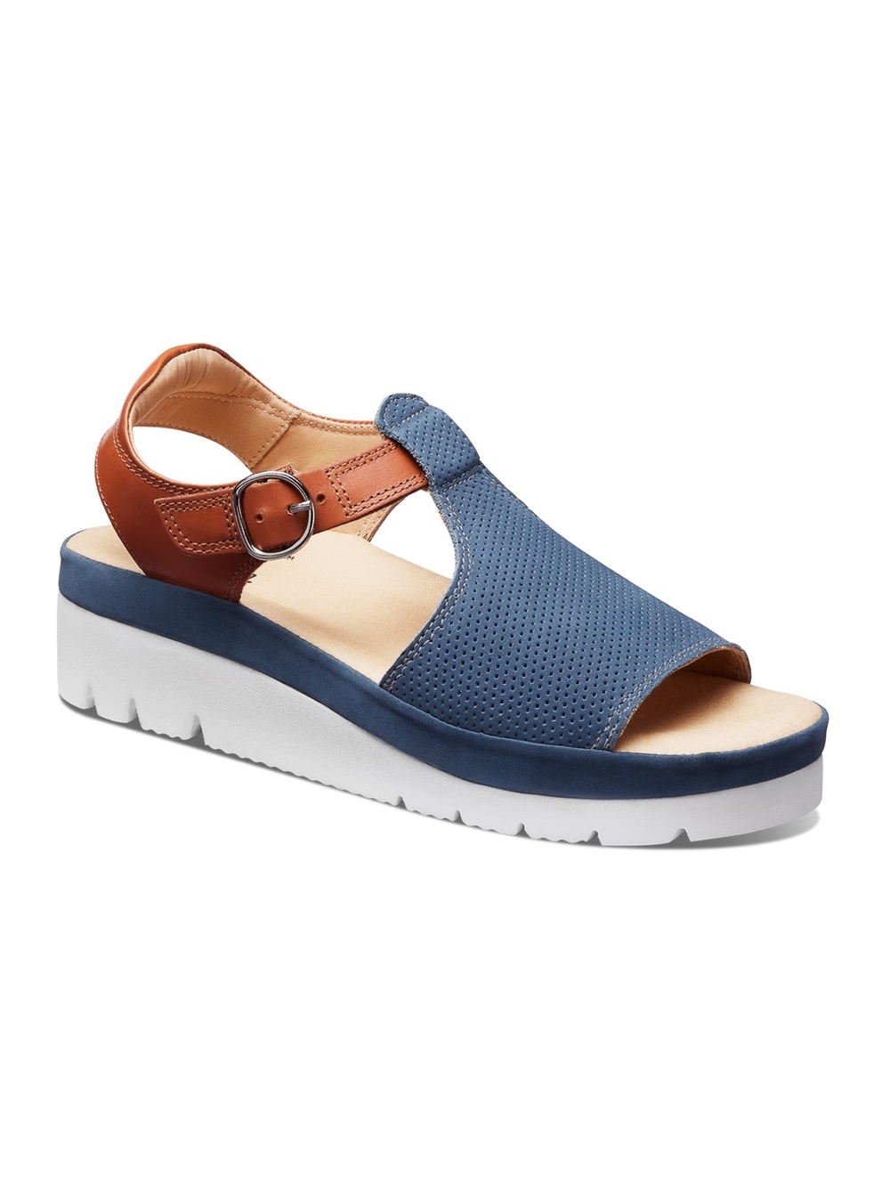Samuel Hubbard Portola T Strap Blue Nubuck Comfort Sandals Shoes Flatform 10